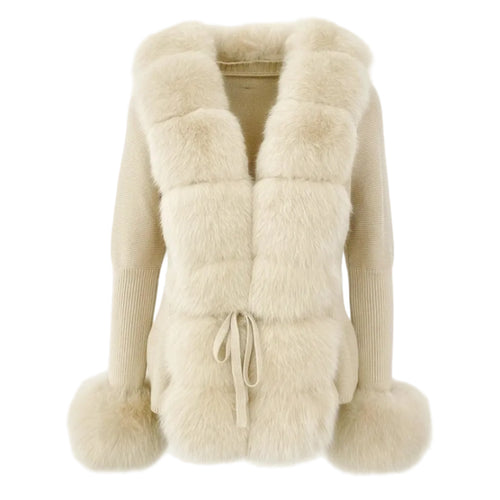 Luxury Faux Fur Jacket - Beige